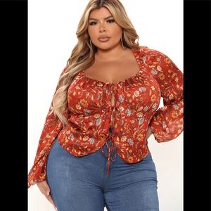 Brand New!!! Chia Boy Chiffon Top - Rust/Combo